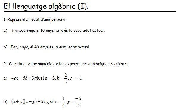 Expressions algebraiques | Recurso educativo 37006