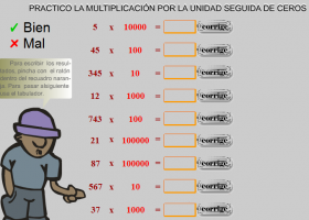 Practico la multiplicación por la unidad seguida de ceros. | Recurso educativo 726205